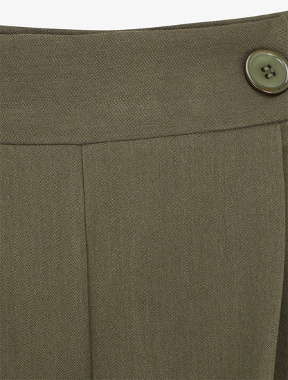 Pantalon uni à taille élastiquée - Kaki - 3