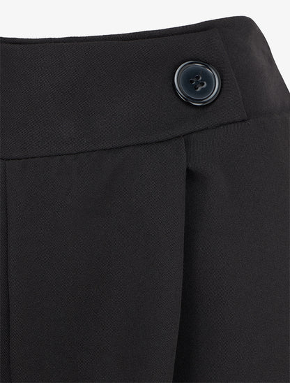 Pantalon uni à taille élastiquée - Noir - 3