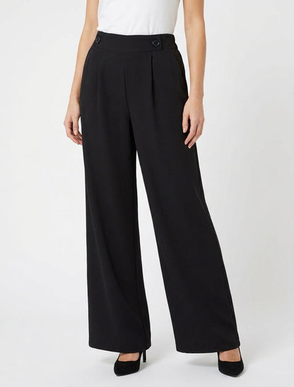 Pantalon uni à taille élastiquée - Noir