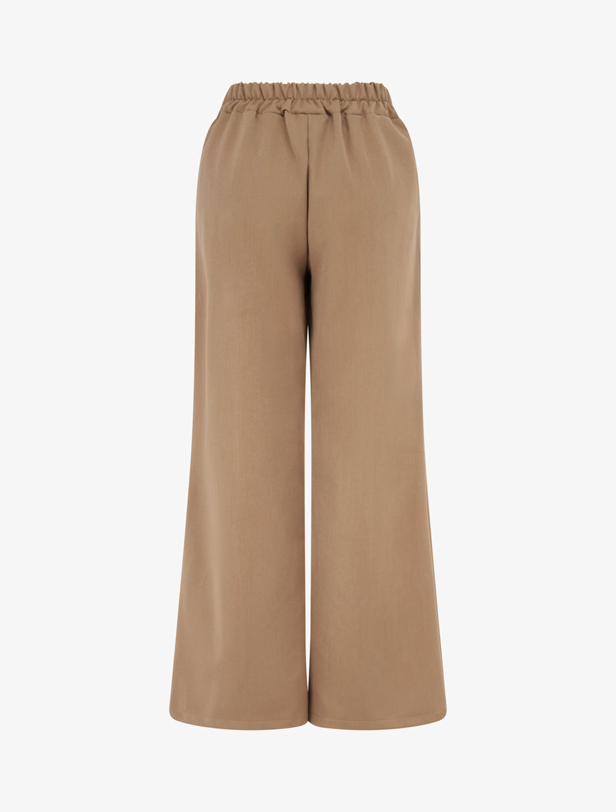 Pantalon uni à taille élastiquée - Camel - 2