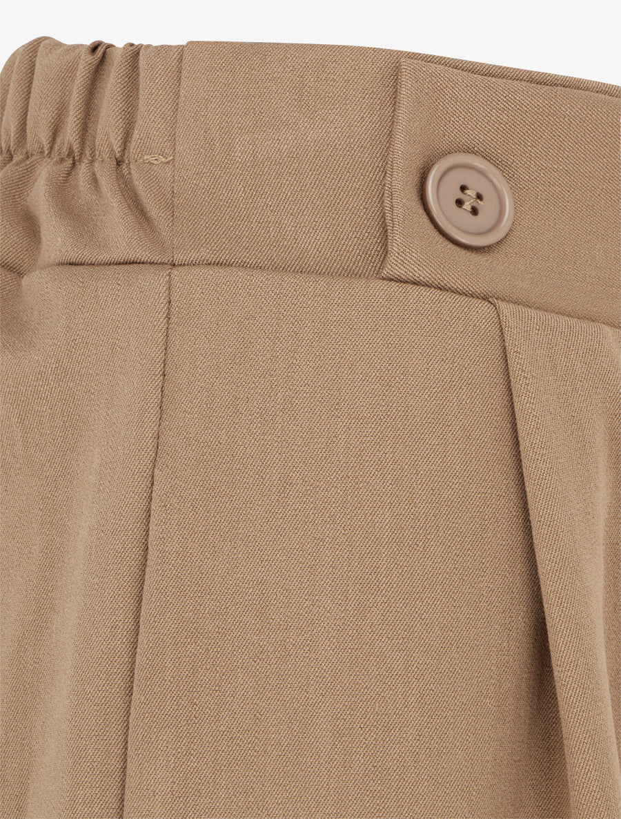 Pantalon uni à taille élastiquée - Camel - 3