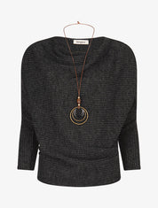 Pull côtelé et irisé - Noir - 1