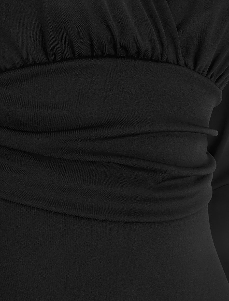 Body manches longues à taille plissée - Noir - 3