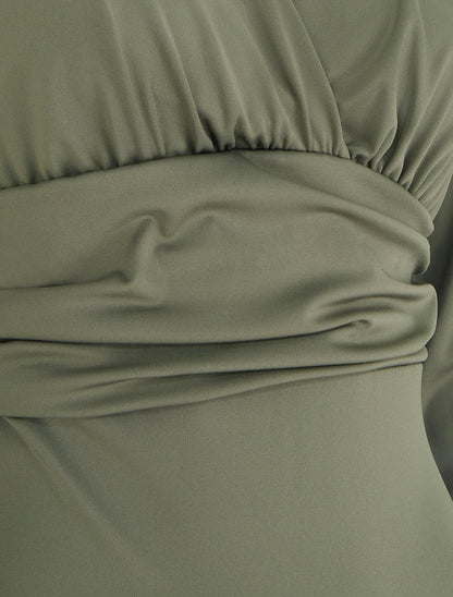 Body manches longues à taille plissée - Kaki - 3