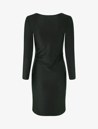 Robe mi-longue à bijou métal - Noir - 2