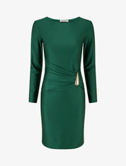Robe mi-longue à bijou métal - Vert - 1