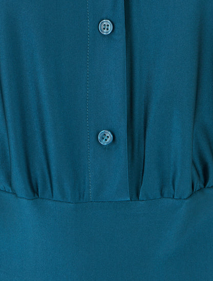 Body satiné style chemise - Bleu canard - 3