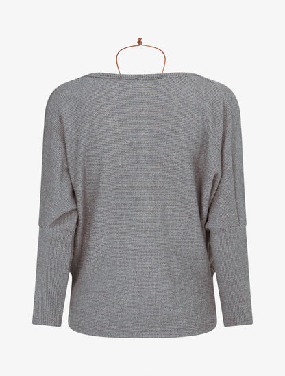 Pull côtelé avec sautoir - Gris foncé - 2