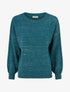 Pull ample en maille irisée à col rond - Bleu canard - 1