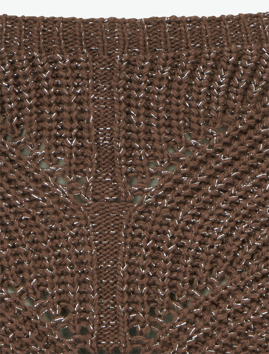 Pull droit en maille irisée à col bateau - Marron - 3