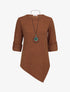 Pull long côtelé et asymétrique - Marron - 5