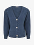 Gilet ample en maille épaisse à col V - Bleu - 1