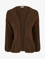 Gilet ouvert en maille épaisse coupe ample - Marron - 1