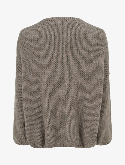 Gilet ouvert en maille épaisse coupe ample - Taupe - 2