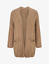 Gilet long ouvert en maille épaisse - Camel - 1