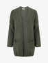 Gilet long ouvert en maille épaisse - Kaki - 1
