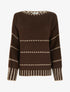 Pull coupe carrée à rayures style pointillé - Marron - 1