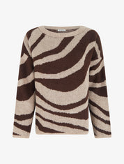 Pull coupe carrée à motif zèbre - Marron - 1