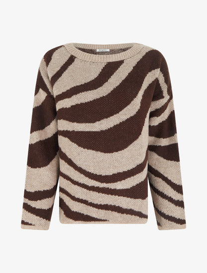 Pull coupe carrée à motif zèbre - Marron - 1