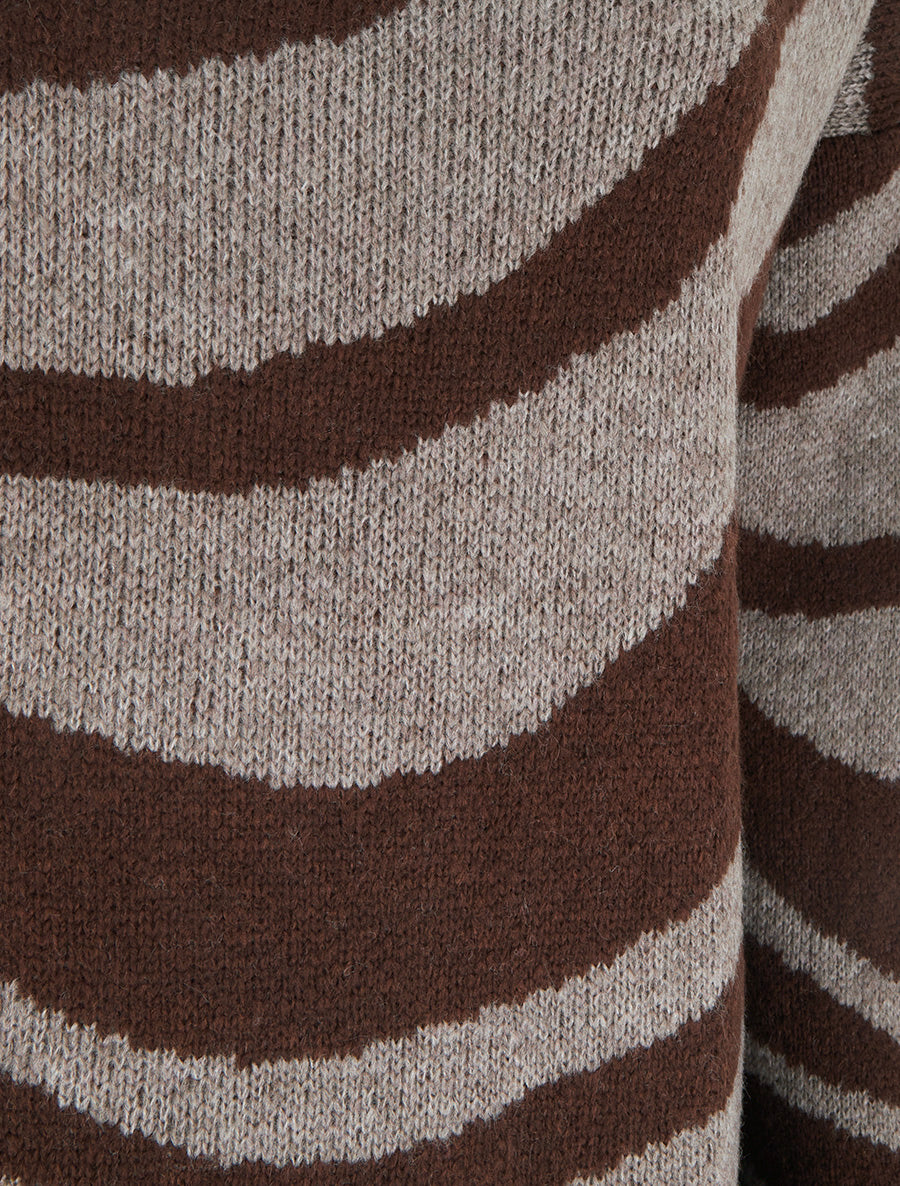 Pull coupe carrée à motif zèbre - Taupe - 3