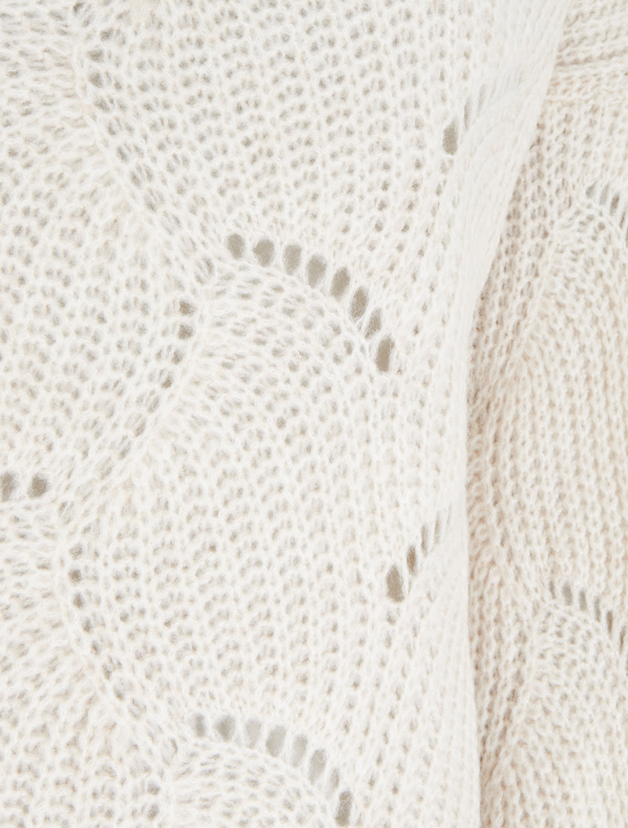Pull ample en maille fantaisie ajourée - Écru - 3