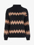 Pull ample à col montant et motif graphique - Noir - 1