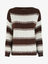 Pull coupe carrée à rayures fantaisies - Marron - 1