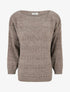 Pull ample à col bateau en maille fantaisie - Taupe - 1