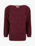 Pull ample à col bateau en maille fantaisie - Lie de vin - 1