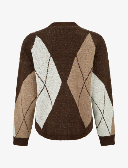 Gilet ample en maille jacquard - Marron - 2