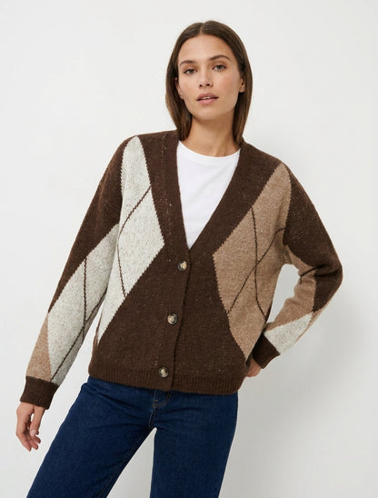 Gilet ample en maille jacquard - Marron
