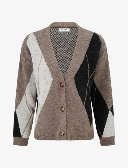 Gilet ample en maille jacquard - Taupe - 1