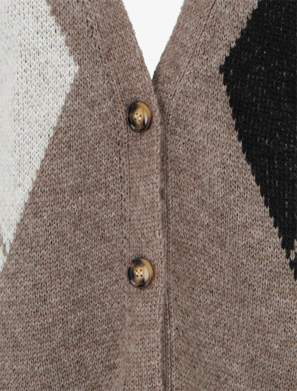 Gilet ample en maille jacquard - Taupe - 3