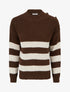Pull à rayures et boutons décoratifs - Marron - 1