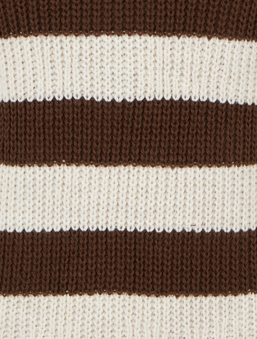 Pull à rayures et boutons décoratifs - Marron - 3
