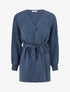 Gilet mi-long ceinturé coupe ample - Bleu charrette - 1