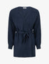Gilet mi-long ceinturé coupe ample - Marine - 1