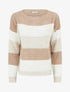 Pull à rayures coupe droite - Beige - 1