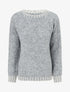 Pull en laine mélangée à bords contrastant - Gris - 1