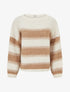 Pull ample en laine mélangée à rayures stylisées - Camel - 1