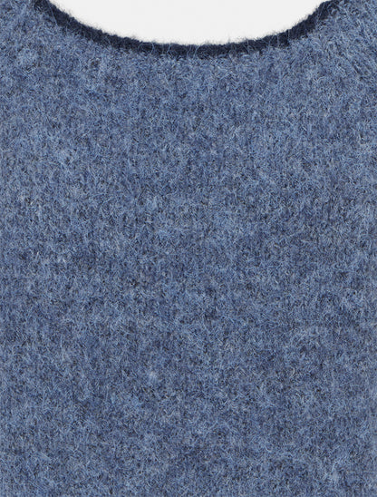 Pull en laine mélangée à liseré contrastant - Bleu - 3