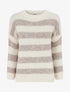 Pull ample à rayures en laine mélangée - Taupe - 1