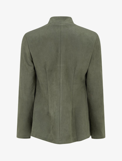 Veste droite en suédine à col cranté - Kaki - 2