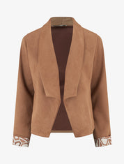 Veste suédine poignets à revers imprimé - Camel - 1