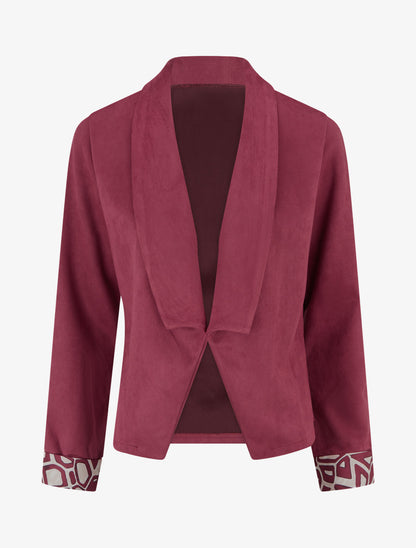 Veste suédine poignets à revers imprimé - Lie de vin - 1