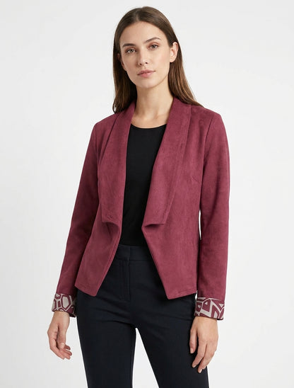 Veste suédine poignets à revers imprimé - Lie de vin