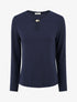 Pull droit à col rond avec ouverture goutte et bijou - Marine - 1