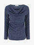 Pull duveteux à col bénitier à empiècement dentelle - Bleu - 1