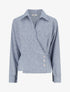 Blouse élastiquée à col cache-coeur - Bleu chiné - 1