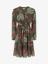 Robe irisée à imprimé feuilles et bords volantés - Kaki - 1